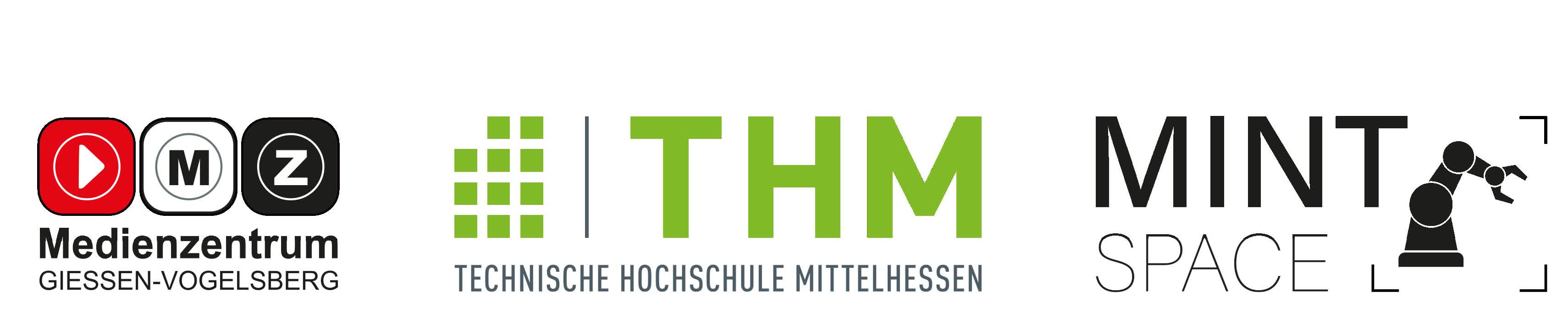 Logos von Medienzentrum Giessen-Vogelsberg, Technische Hochschule Mittelhessen und MINT Space
